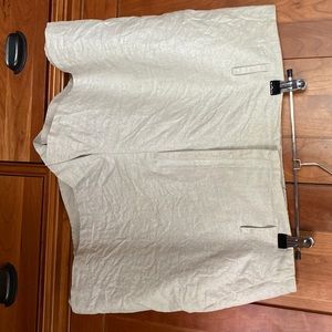 Lined linen blend sparkle sheen shorts with pockets and belt loop